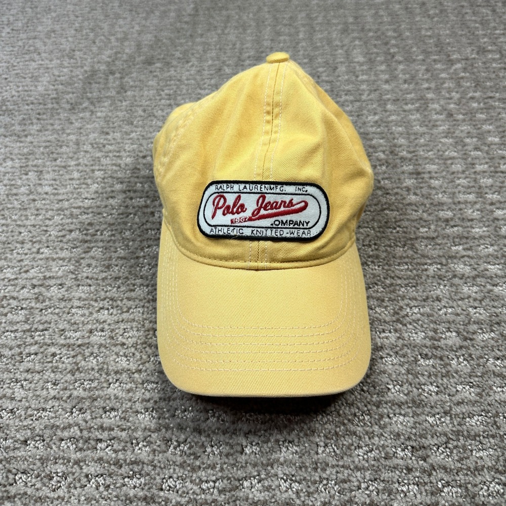 Vintage Polo Jeans Ralph Lauren Yellow Baseball Cap Hat 1967 Athletic Adjustable